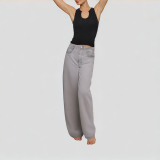 Washed Light Grey Straight Jeans