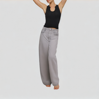 Washed Light Grey Straight Jeans