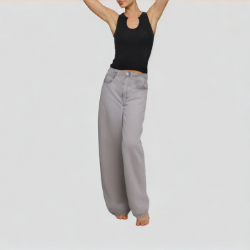 Washed Light Grey Straight Jeans