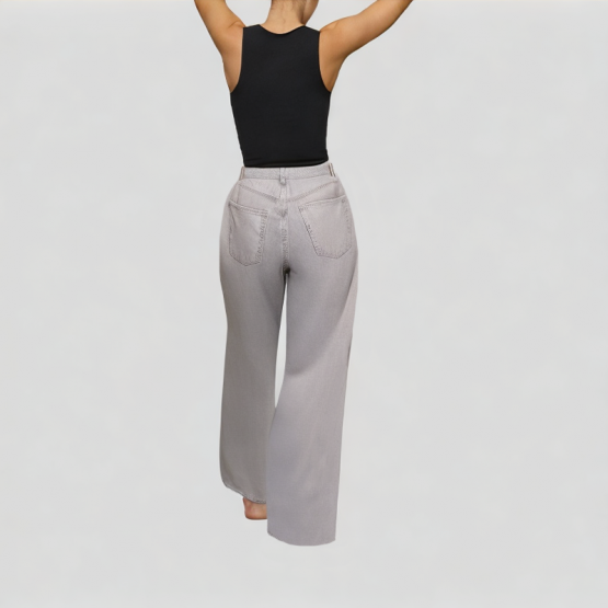 Washed Light Grey Straight Jeans