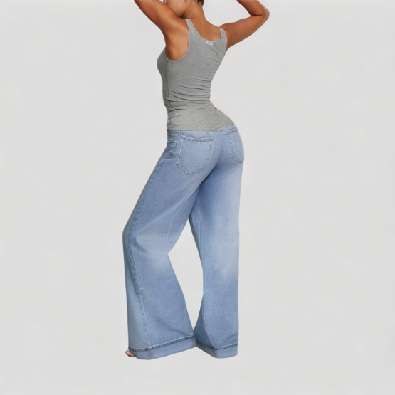 Asymmetric Waist Straight Jeans