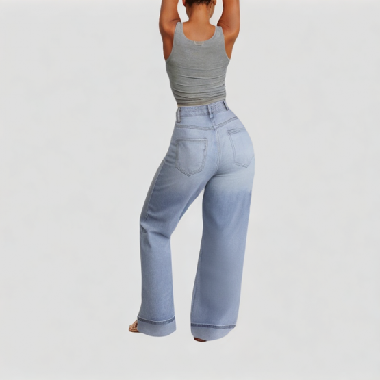 Asymmetric Waist Straight Jeans