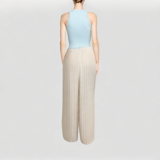 Sequin Stripe Wide Leg Casual Pants