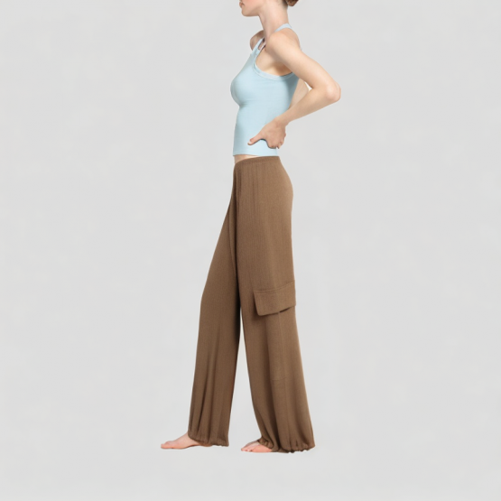 High Waisted Textured Casual Pants