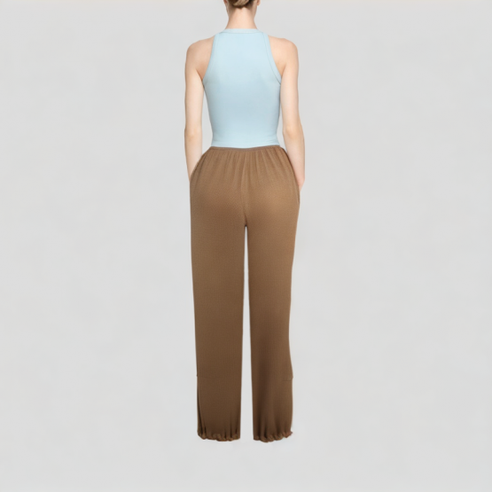 High Waisted Textured Casual Pants
