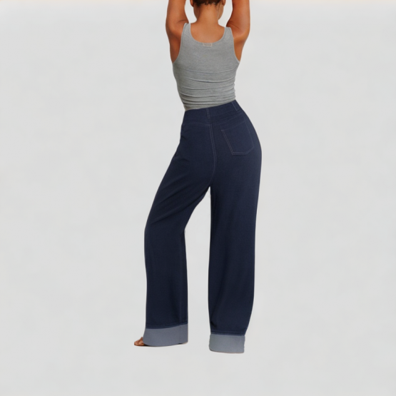 Loose Curled Wide Leg Jeans