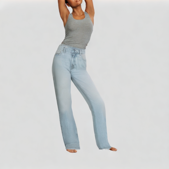 Rhinestone Flower Print Jeans