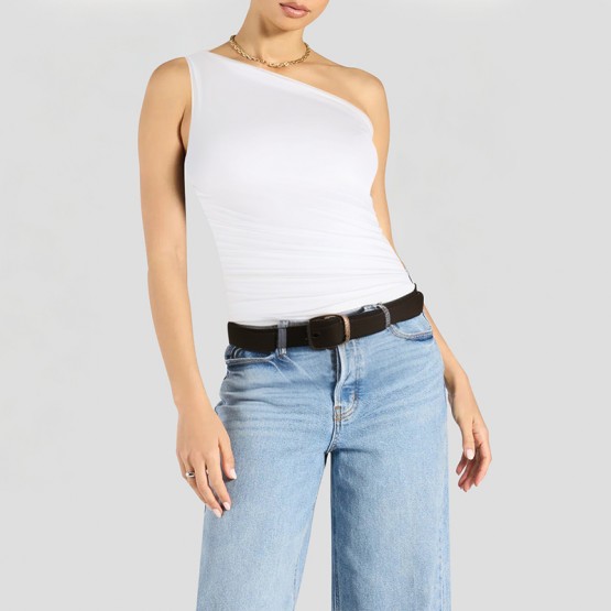 One Shoulder Oblique Collar Asymmetrical Short Sleeves