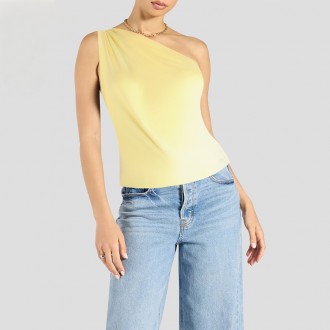 Yellow Temperament Off Shoulder Short Sleeve
