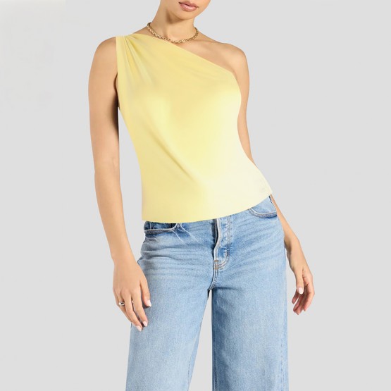 Yellow Temperament Off Shoulder Short Sleeve