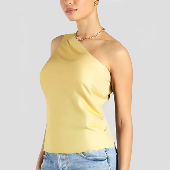 Yellow Temperament Off Shoulder Short Sleeve