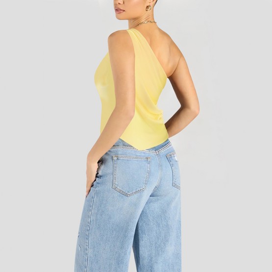 Yellow Temperament Off Shoulder Short Sleeve
