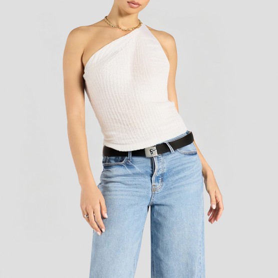 Metal Decorated One Shoulder Short Sleeve