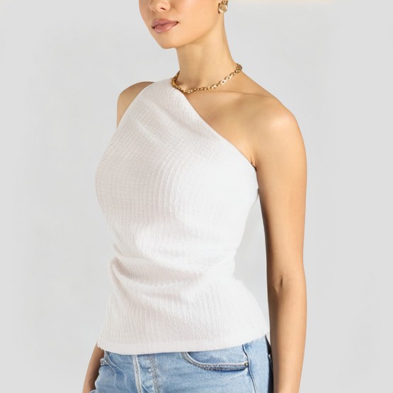 Metal Decorated One Shoulder Short Sleeve