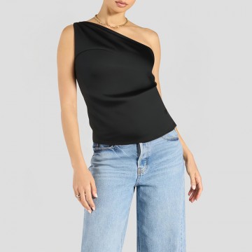 Asymmetrical One Shoulder Short Sleeves