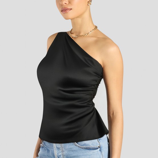 Asymmetrical One Shoulder Short Sleeves
