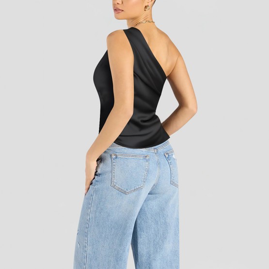 Asymmetrical One Shoulder Short Sleeves