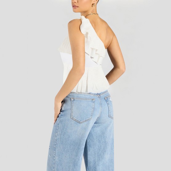 Ruffled Shoulder Short Sleeves