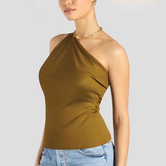 Asymmetrical Breathable Off Shoulder Short Sleeves 