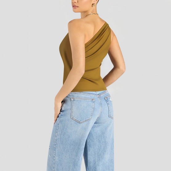 Asymmetrical Breathable Off Shoulder Short Sleeves 