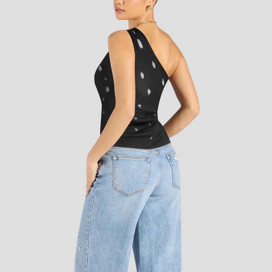 Off Shoulder Beaded Asymmetrical Top