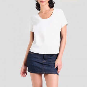 Women's U Neck Short Knitted Short Sleeves