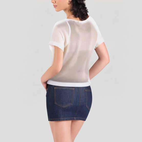 Women's U Neck Short Knitted Short Sleeves