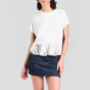 Casual Lace Patchwork Short Sleeves