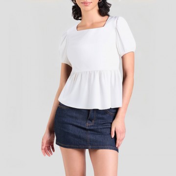 Square Neck Bow Short Sleeves