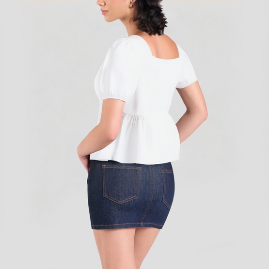 Square Neck Bow Short Sleeves