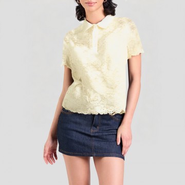 Versatile Lace Semi Transparent Short Sleeves