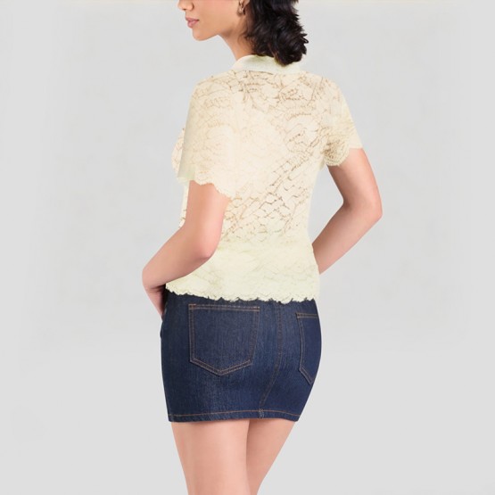 Versatile Lace Semi Transparent Short Sleeves