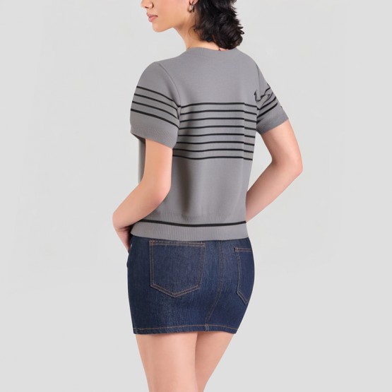 Contrasting Striped Short Sleeves