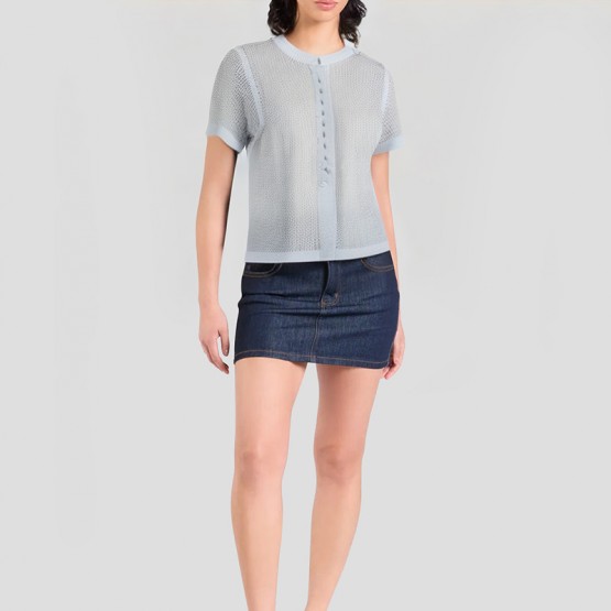 Jacquard Mesh Casual Short Sleeves