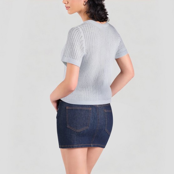 Jacquard Mesh Casual Short Sleeves