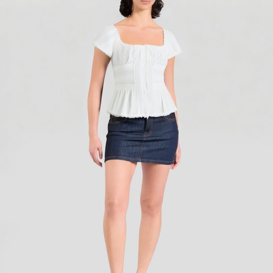 Pleated Ruffled Short Sleeves