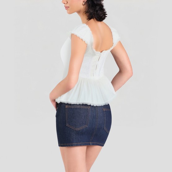 Pleated Ruffled Short Sleeves