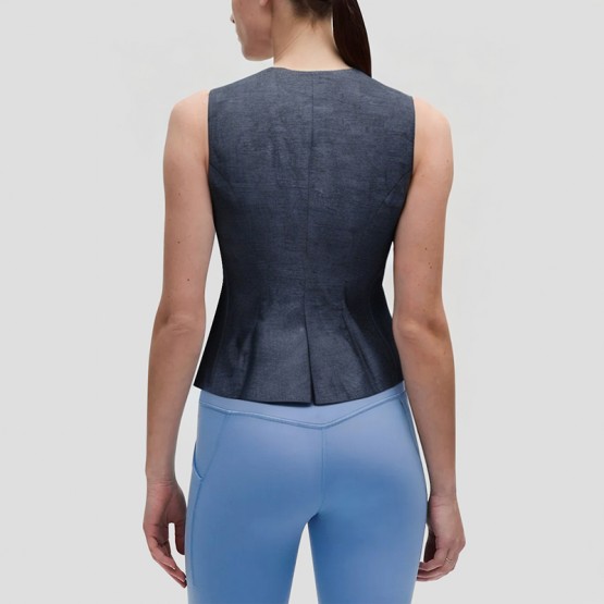 Grey V Neck Single-Breasted Sleeveless Top
