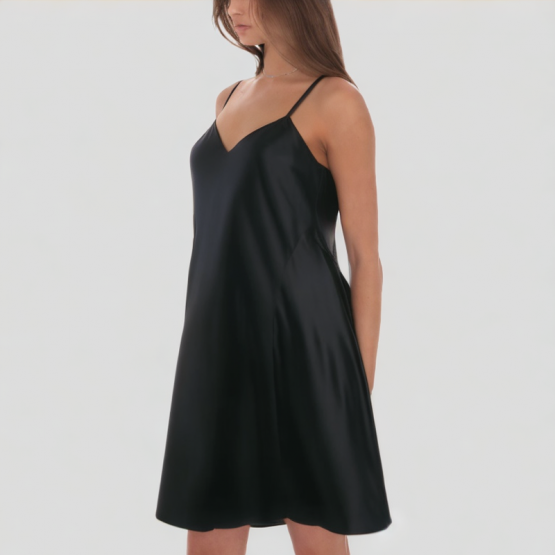 Satin V Neck Suspender Dress