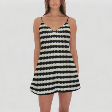 V Neck Knitted Suspender Dress