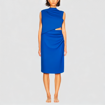 Side Waist Hollow Round Neck Dress