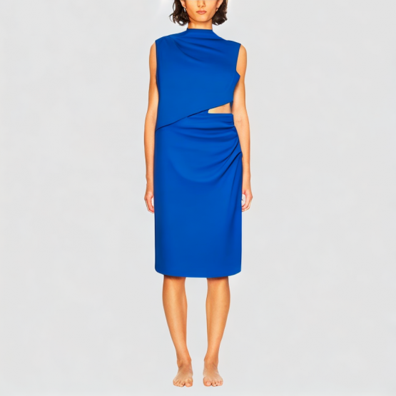 Side Waist Hollow Round Neck Dress