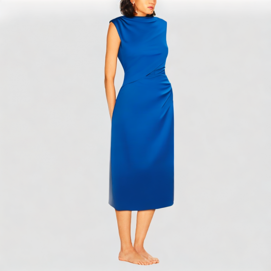 Side Waist Hollow Round Neck Dress