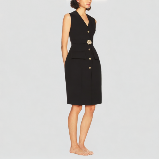 Simple V Neck Sleeveless Dress