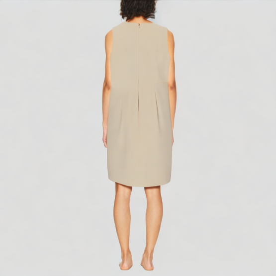 V Neck Sleeveless Solid Color Dress