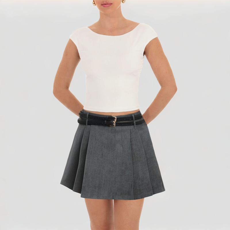 retro-wide-pleated-short-skirt