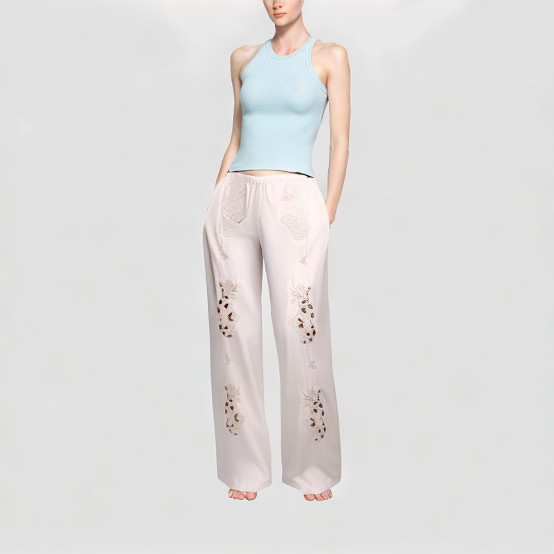 white-embroidered-patch-casual-pants